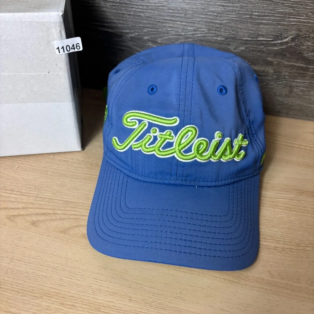 Titleist Hat Cap Strap Back Blue Green Golf Golfing Script Pro V1 Adjustable